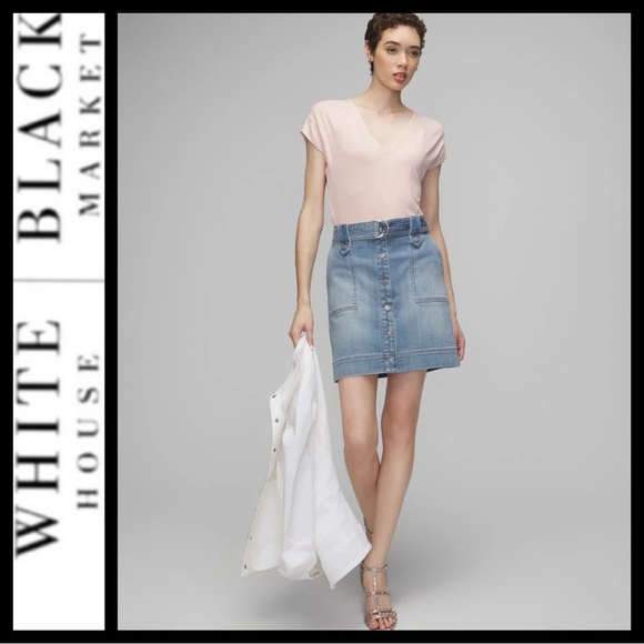 🔥SALE🔥 NWT WHBM Belted Denim Skirt - Picture 3 of 7